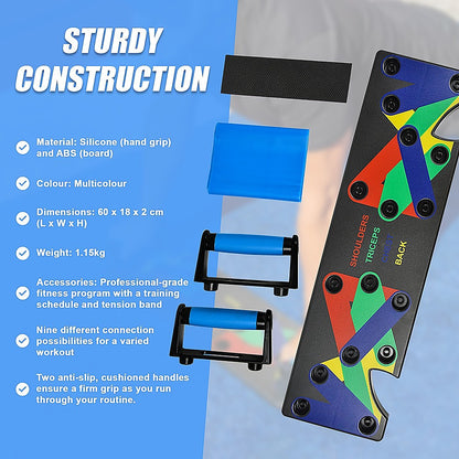 9 in 1 Push Up Board Yoga Bands Fitness Workout Train Gym Exercise Pushup Stand.