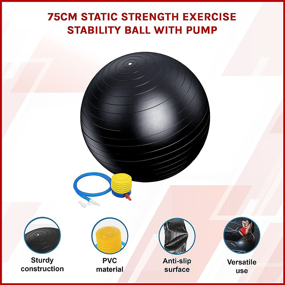75cm Static Strength Exercise Stability Ball with Pump.