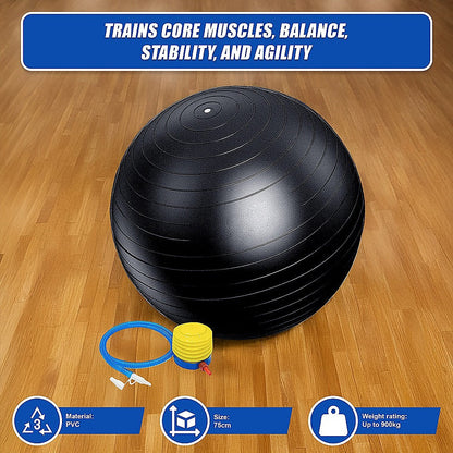 75cm Static Strength Exercise Stability Ball with Pump.