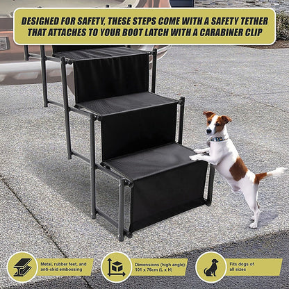 Folding Dog Car Boot Steps Ladder Lightweight Strong Pet Stairs