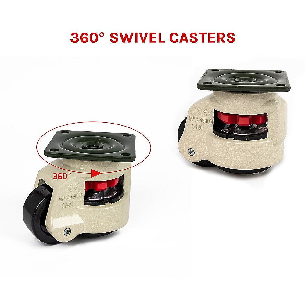 Leveling Casters Swivel Workbench Adjustable Wheel 1000KG Retractable 4PCS.