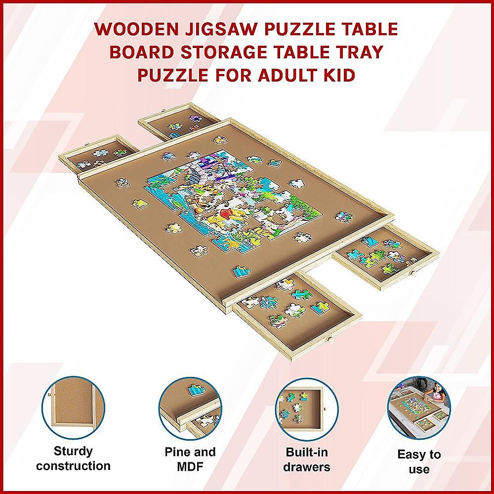Wooden Jigsaw Puzzle Table Board Storage Table Tray Puzzle For Adult Kid.