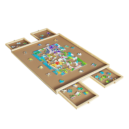 Wooden Jigsaw Puzzle Table Board Storage Table Tray Puzzle For Adult Kid.