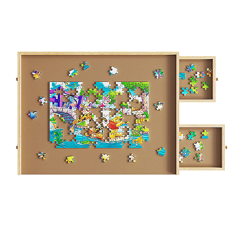 Wooden Jigsaw Puzzle Table Board Storage Table Tray Puzzle For Adult Kid.