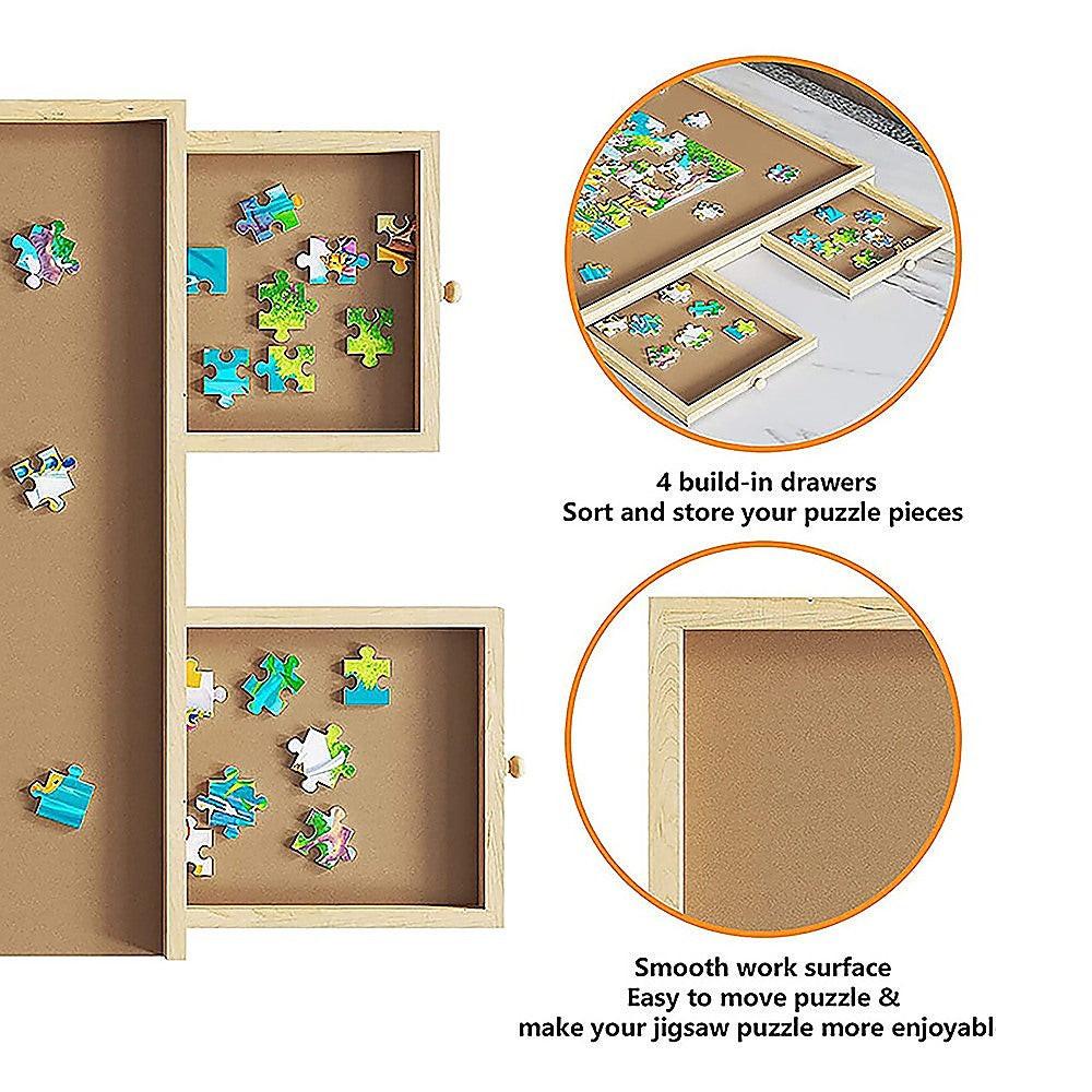 Wooden Jigsaw Puzzle Table Board Storage Table Tray Puzzle For Adult Kid.