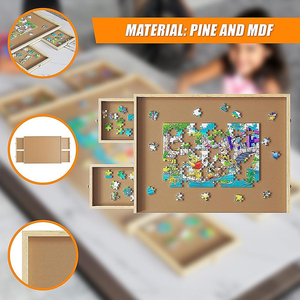 Wooden Jigsaw Puzzle Table Board Storage Table Tray Puzzle For Adult Kid.