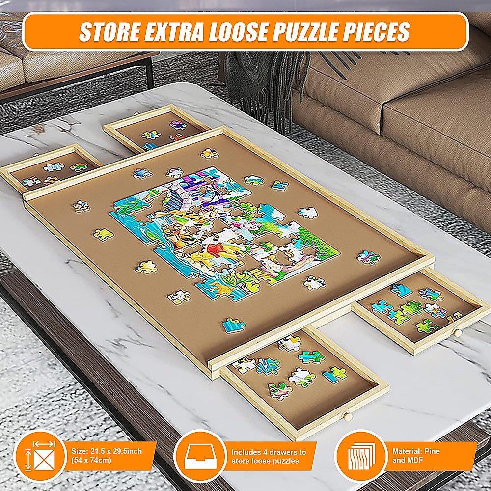Wooden Jigsaw Puzzle Table Board Storage Table Tray Puzzle For Adult Kid.