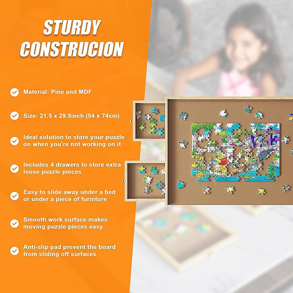 Wooden Jigsaw Puzzle Table Board Storage Table Tray Puzzle For Adult Kid.