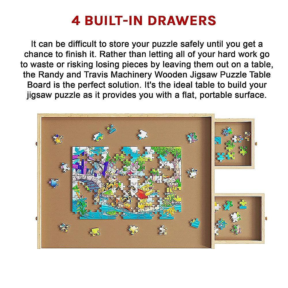 Wooden Jigsaw Puzzle Table Board Storage Table Tray Puzzle For Adult Kid.