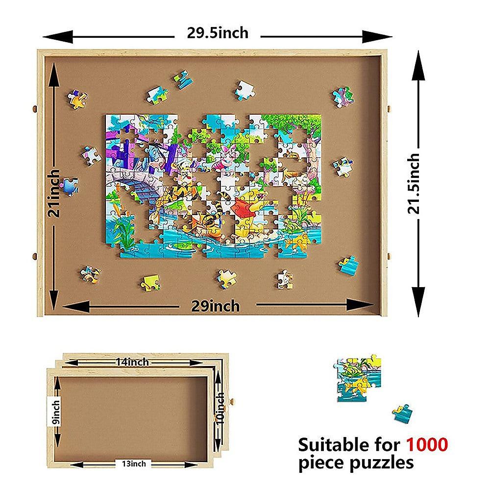 Wooden Jigsaw Puzzle Table Board Storage Table Tray Puzzle For Adult Kid.