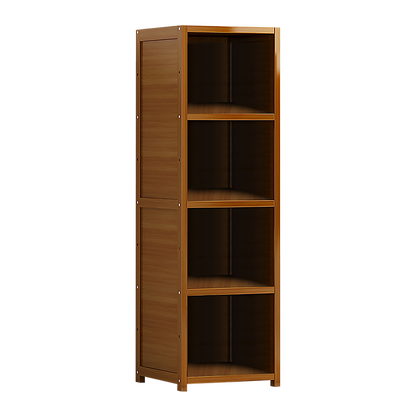 Bamboo 4-Shelf Bookcase â Adjustable Display Storage Rack Stand for Living Room, Bedroom, Office or Home Organisation.