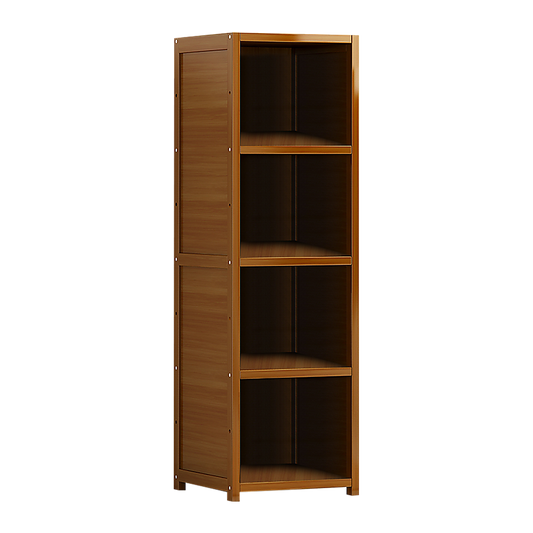 Bamboo 4-Shelf Bookcase â Adjustable Display Storage Rack Stand for Living Room, Bedroom, Office or Home Organisation.