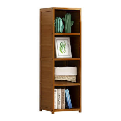 Bamboo 4-Shelf Bookcase â Adjustable Display Storage Rack Stand for Living Room, Bedroom, Office or Home Organisation.