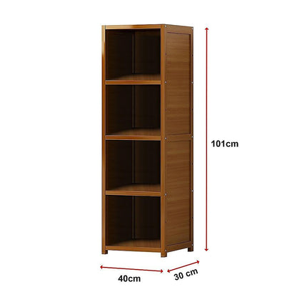 Bamboo 4-Shelf Bookcase â Adjustable Display Storage Rack Stand for Living Room, Bedroom, Office or Home Organisation.