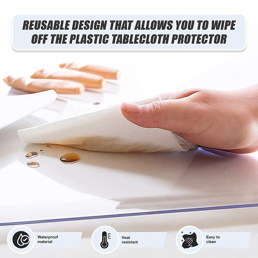 PVC Tablecloth Protector Table Cover Dining Table Cloth Plastic 2134x1070mm 1.5mm