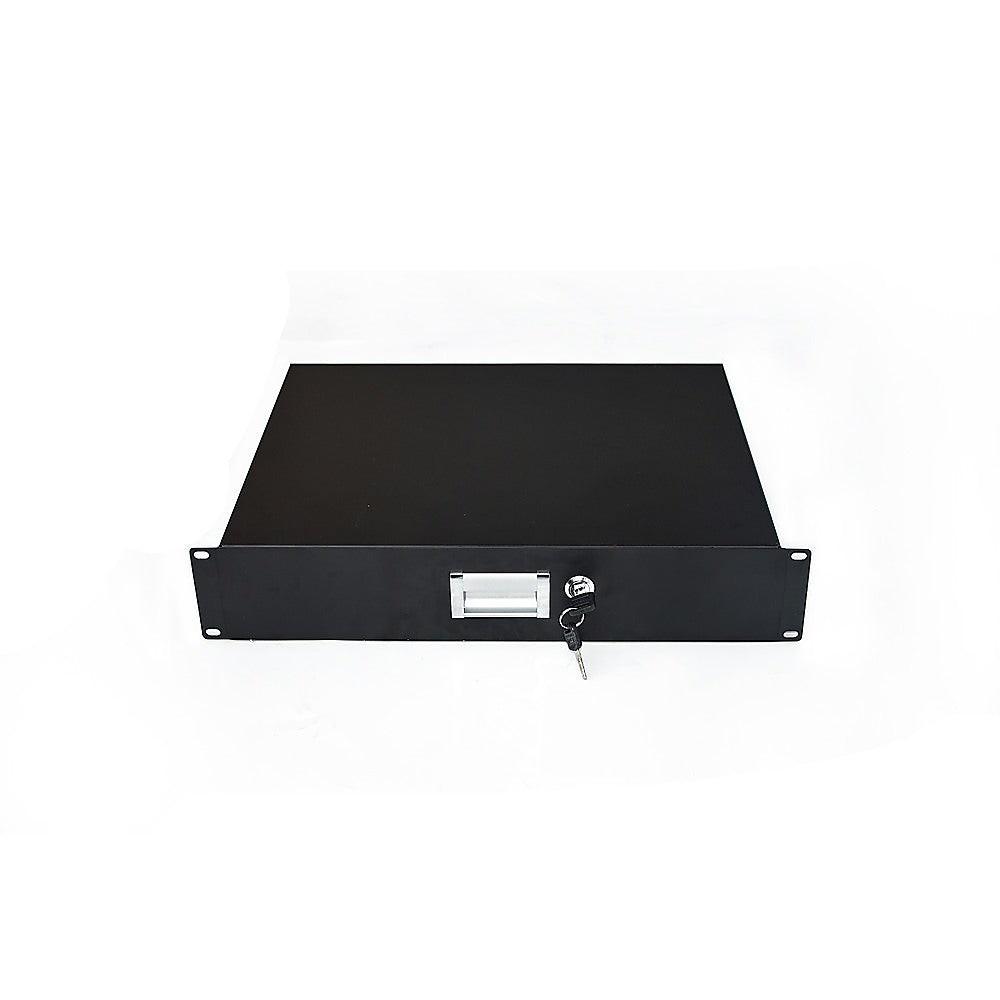 19" Rack Mount 2U Locking Drawer Pro Audio DJ Server Rack Lock Storage Cabinet.