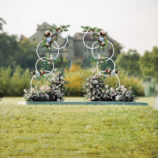 2pcs Round Wedding Arch Backdrop Rings Loops Flower Balloon Lawn Row Stand.