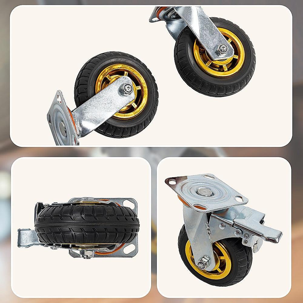 Castor Wheels 4 x 6" 150mm Swivel Silent Caster 2 Brakes 800KG.