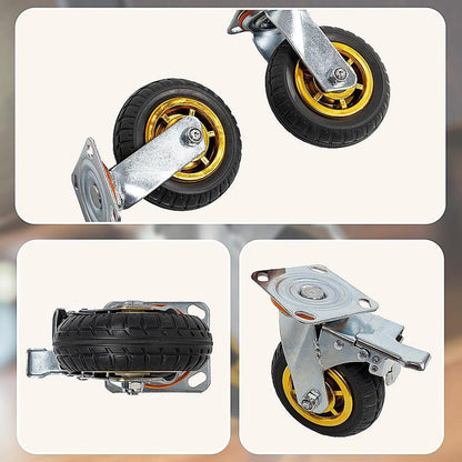 Castor Wheels 4 x 6" 150mm Swivel Silent Caster 2 Brakes 800KG.