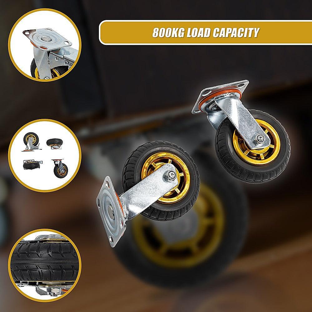 Castor Wheels 4 x 6" 150mm Swivel Silent Caster 2 Brakes 800KG.