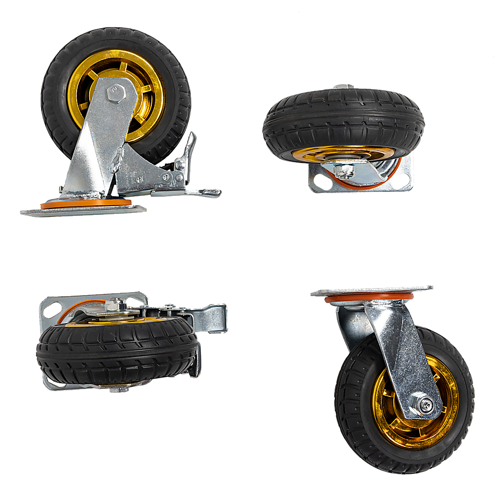 Castor Wheels 4 x 6" 150mm Swivel Silent Caster 2 Brakes 800KG.