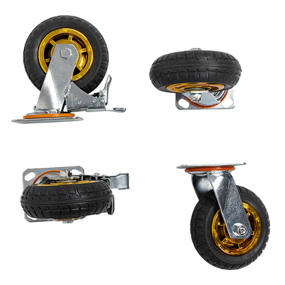 Castor Wheels 4 x 6" 150mm Swivel Silent Caster 2 Brakes 800KG.
