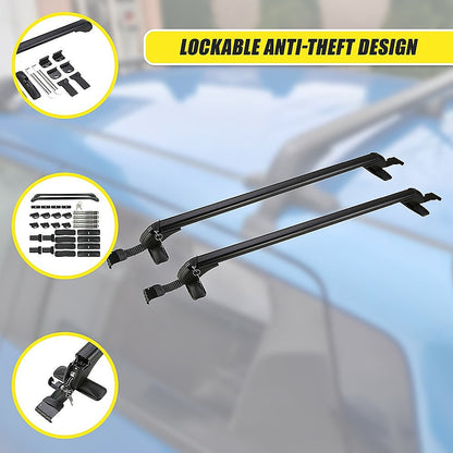 Lockable Aluminium Car Roof Rack Bars Without Rail Anti Theft Luggage Carrier.