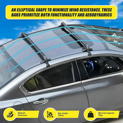 Lockable Aluminium Car Roof Rack Bars Without Rail Anti Theft Luggage Carrier.