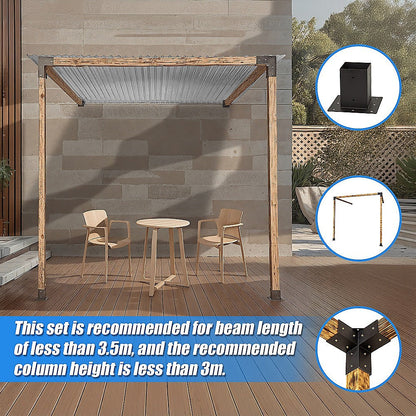 Roof Pergola Gazebo Shed Matte Black Steel Brackets DIY Kits