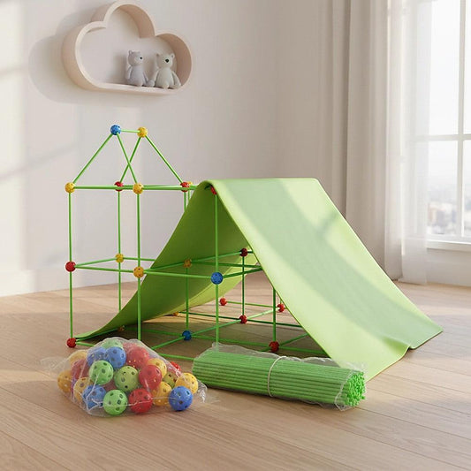 217pcs Kids Construction Fort Building Kit Castles 3D Play House Tent Toys.