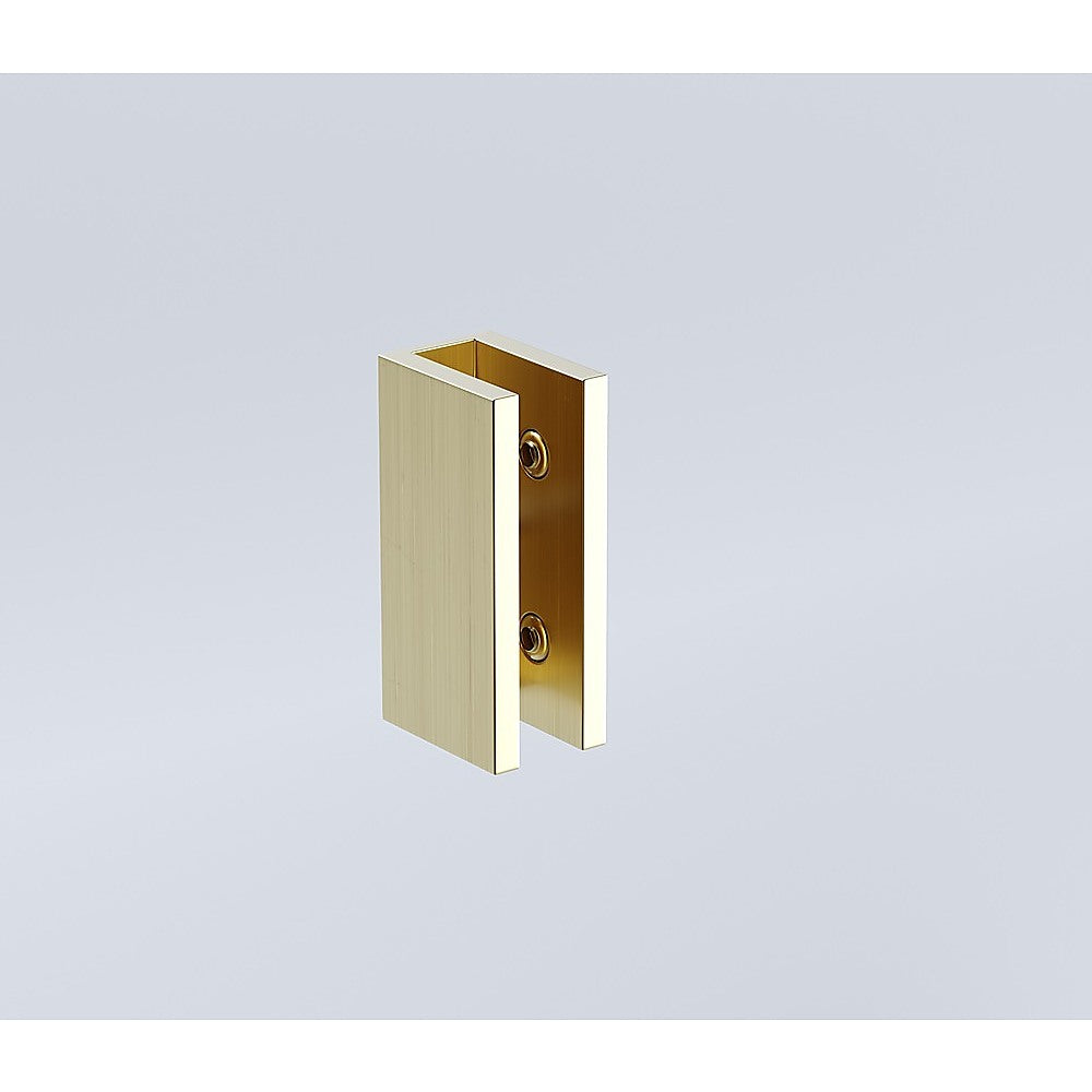 120x120cm Corner Frameless Shower Screen with Gold U-Brackets and Floor U-Bracket and SS Hinges, Square Knob Handle
