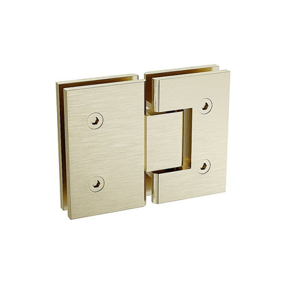 120x120cm Corner Frameless Shower Screen with Gold U-Brackets and Floor U-Bracket and SS Hinges, Square Double Pull Handle