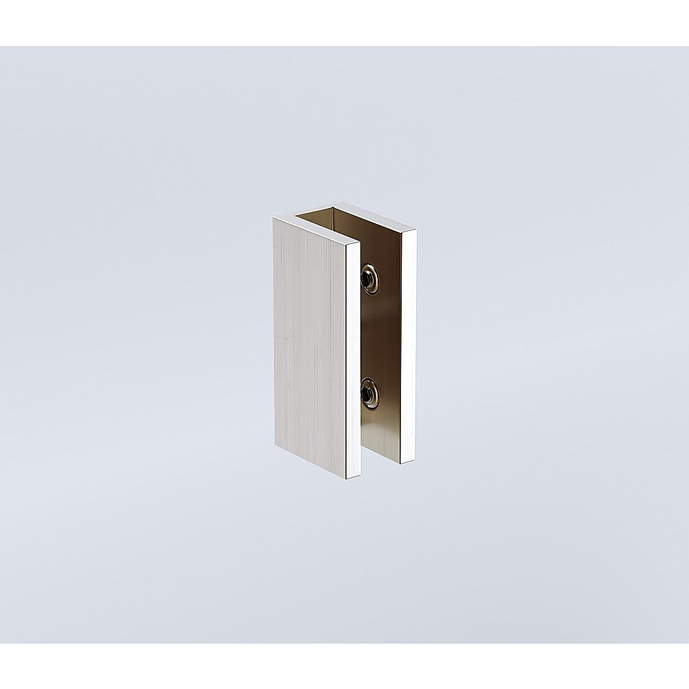 120x110cm Corner Frameless Shower Screen with Nickel U-Brackets and Brass Hinges, Square Knob Handle