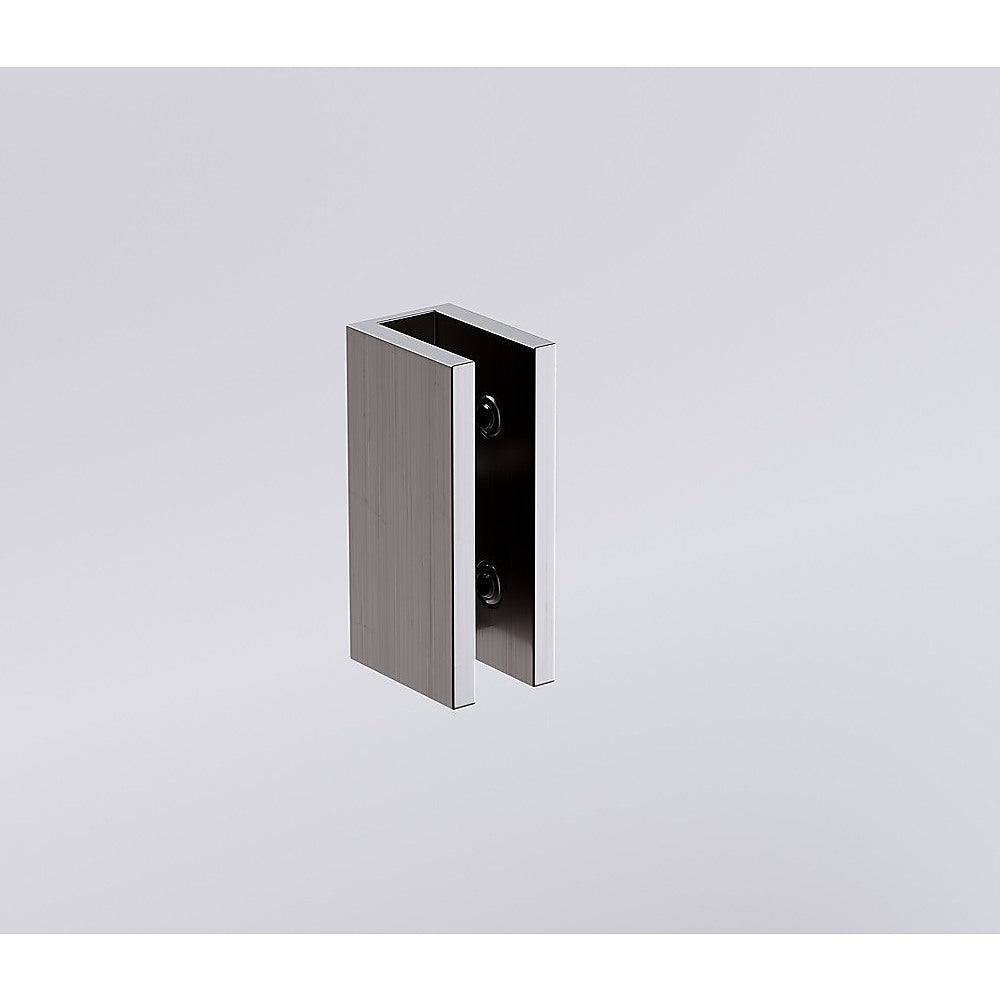 110x110cm Corner Frameless Shower Screen with Gunmetal U-Brackets and Floor U-Bracket and Brass Hinges, Round Knob Handle