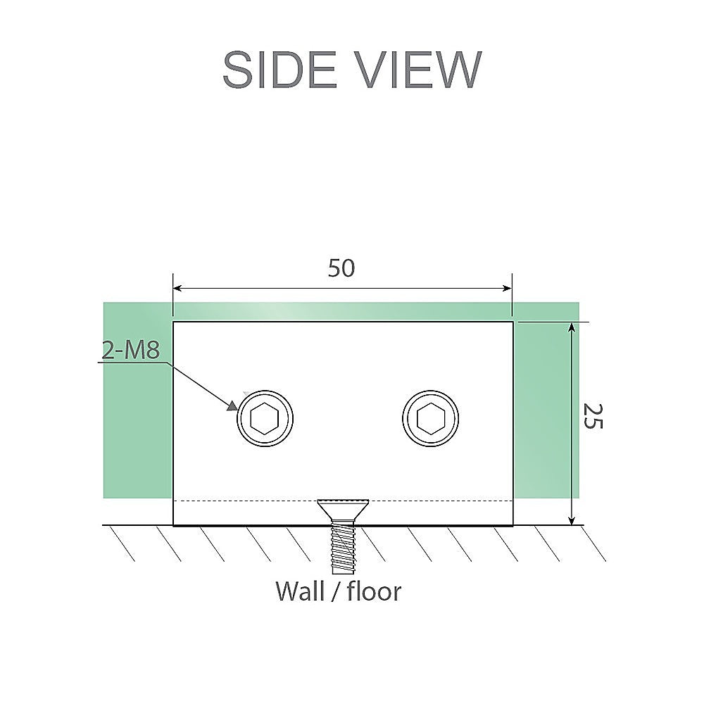 120x110cm Corner Frameless Shower Screen with Gunmetal U-Brackets and Brass Hinges, Round Knob Handle