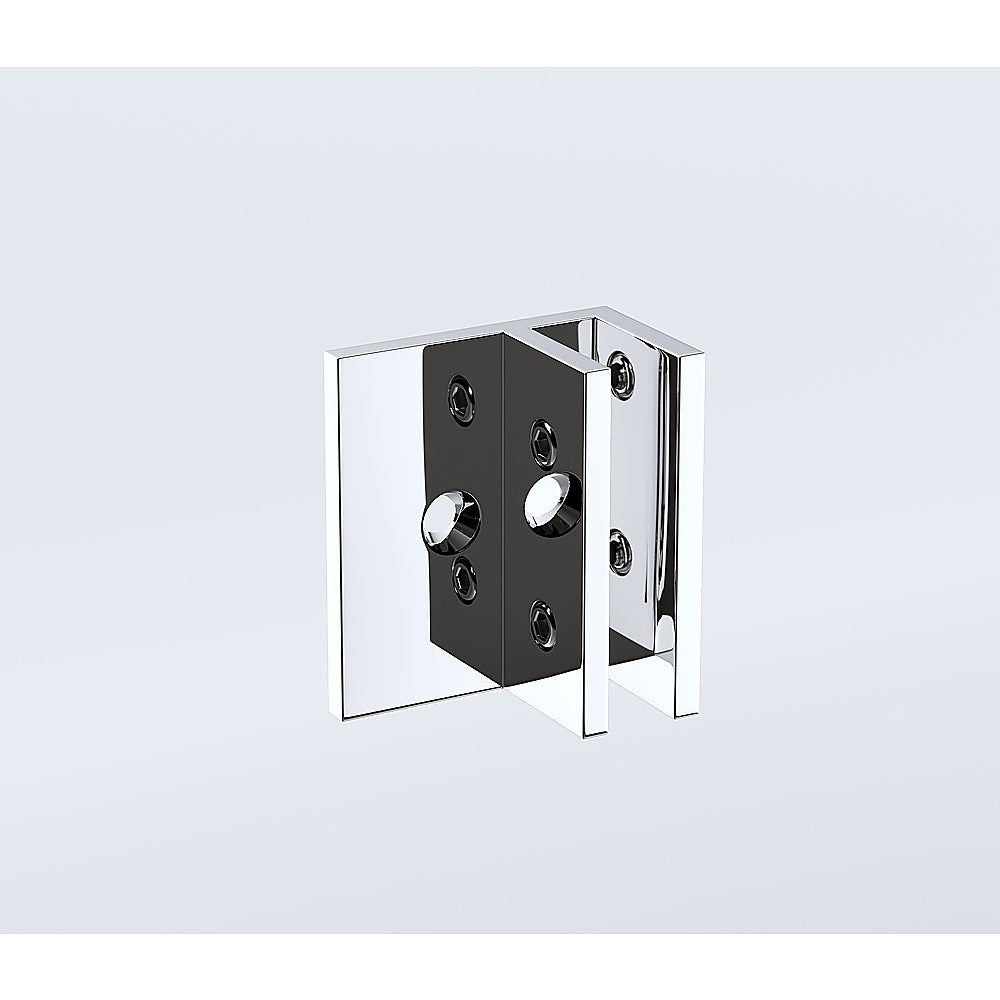 120x120cm Corner Frameless Shower Screen with Chrome F-Brackets and Brass Hinges, Round Knob Handle