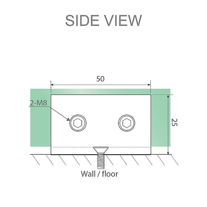 120x110cm Corner Frameless Shower Screen with Black U-Brackets and Floor U-Bracket and Brass Hinges, Square Double Pull Handle
