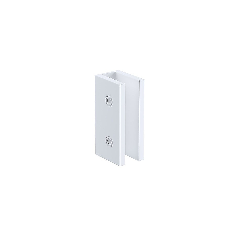 120x110cm Corner Frameless Shower Screen with White U-Brackets and Floor U-Bracket and Brass Hinges, Square Double Pull Handle