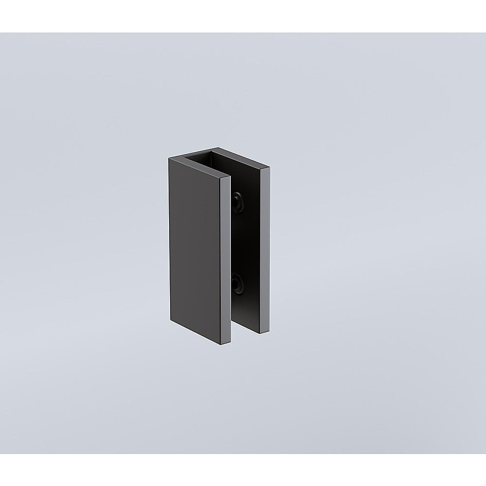 120x120cm Corner Frameless Shower Screen with Black U-Brackets and Brass Hinges, Square Double Pull Handle