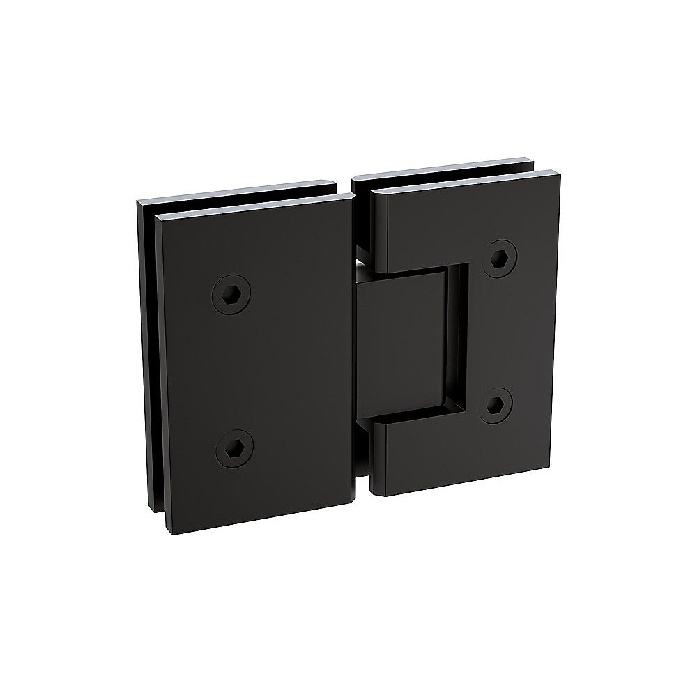 120x120cm Corner Frameless Shower Screen with Black U-Brackets and Brass Hinges, Square Double Pull Handle