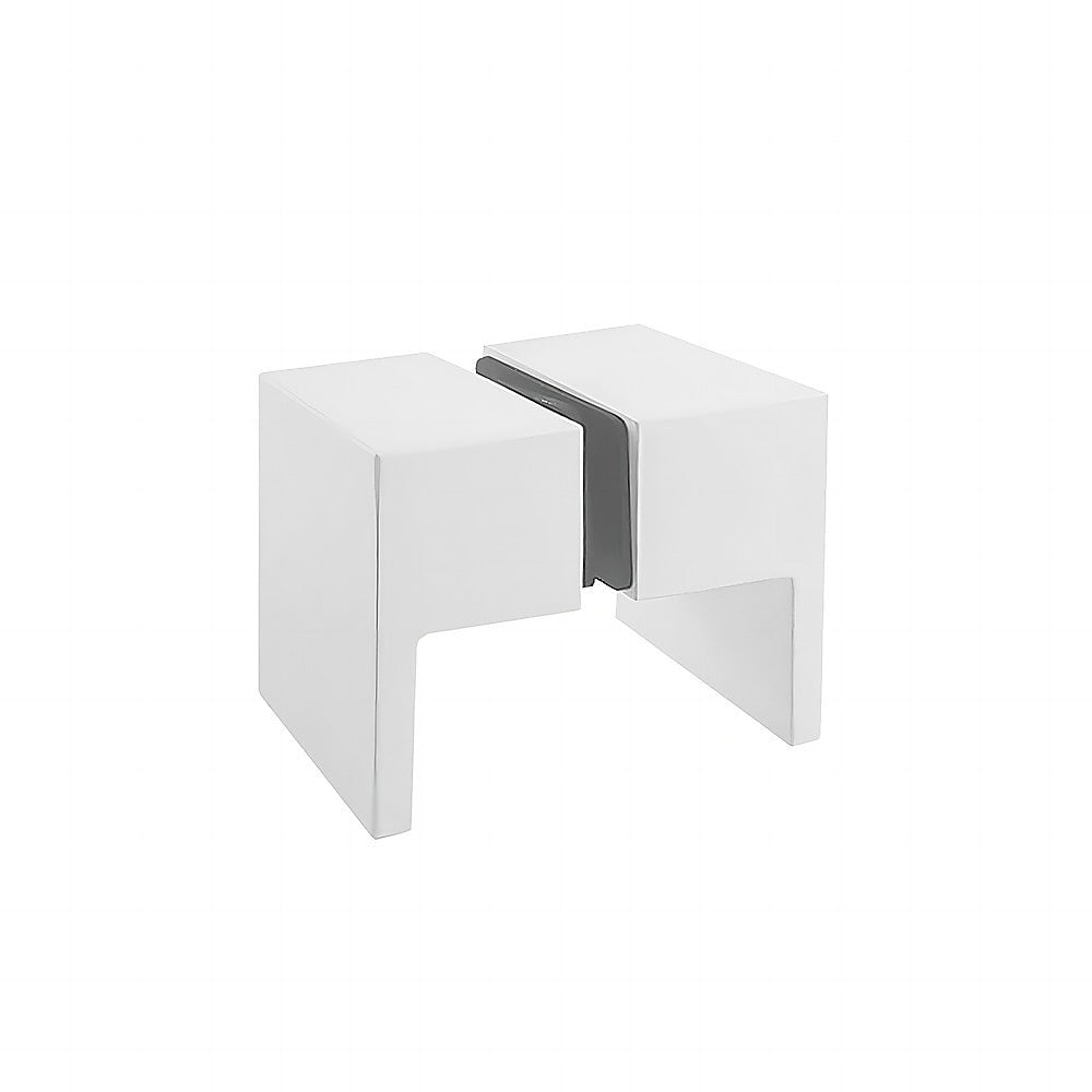 120x120cm Corner Frameless Shower Screen with White F-Brackets and Brass Hinges, Square Double Pull Handle