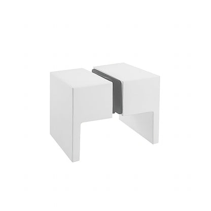 120x120cm Corner Frameless Shower Screen with White Wall Channel and Floor F-Bracket and Brass Hinges, Square Double Pull Handle