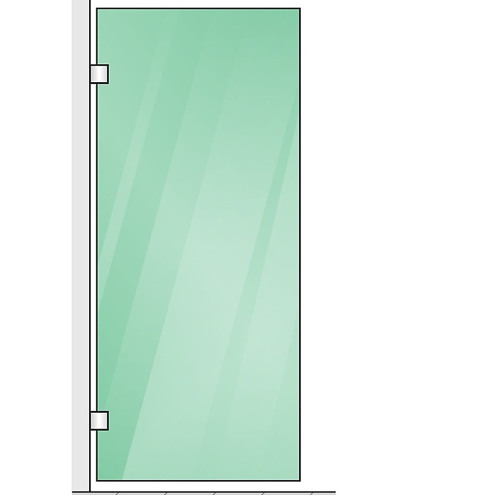 120x110cm Chrome Corner Frameless Shower Screen with Wall Channel and Floor Channel Brackets, Stainless Steel Hinges & Square Knob Handle