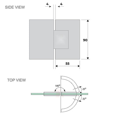 120x120cm Gold Corner Frameless Shower Screen with Wall Channel and Floor Channel Brackets, Stainless Steel Hinges & Square Knob Handle