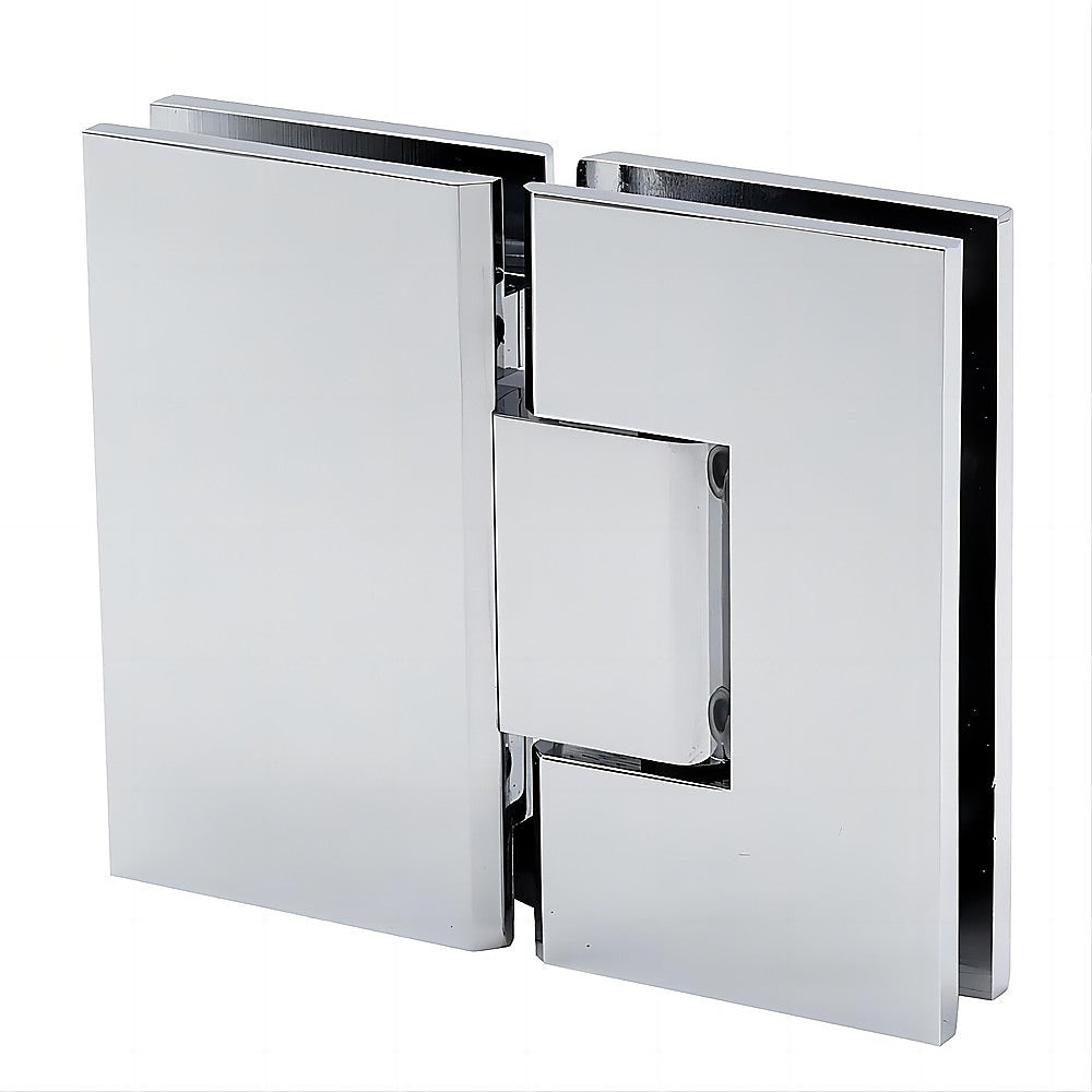120x110cm Chrome Corner Frameless Shower Screen with Wall Channel and Floor Channel Brackets, Stainless Steel Hinges & Round Knob Handle