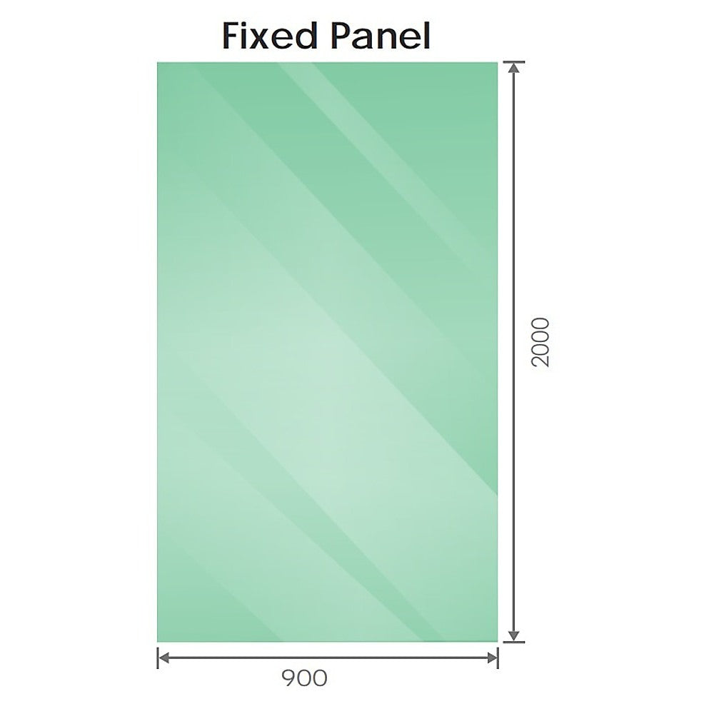 90x90cm Corner Frameless Shower Screen – Chrome Wall Channel and Floor Channel with Brass Hinges & Square Knob Handle
