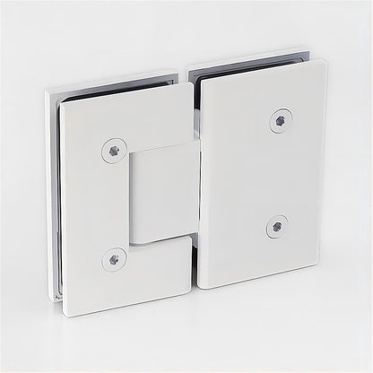 90x90cm Corner Frameless Shower Screen – White Wall Channel and Floor Channel with Brass Hinges & Square Knob Handle