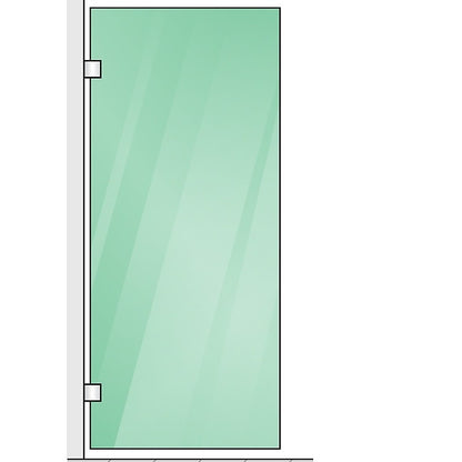 120x110cm Corner Frameless Shower Screen – Chrome Wall Channel and Floor Channel with Brass Hinges & Square Knob Handle