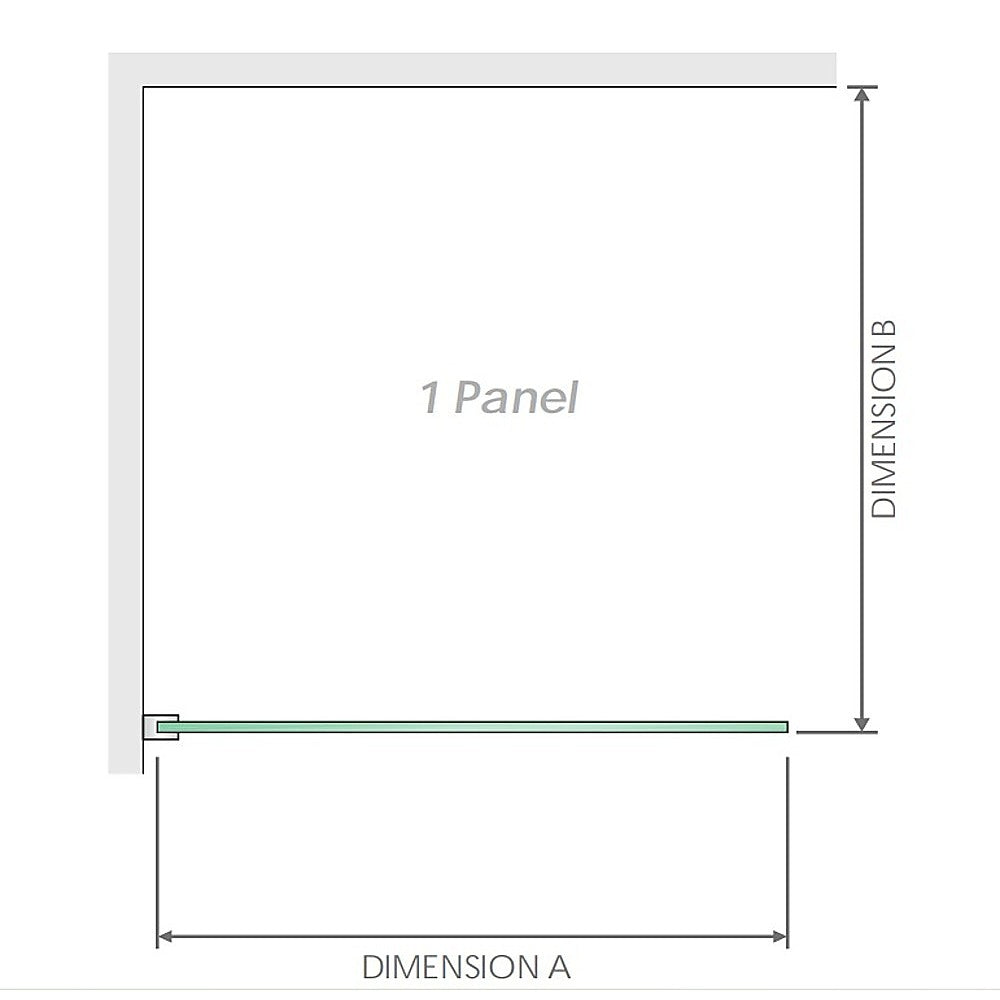 120x110cm Corner Frameless Shower Screen – Chrome Wall Channel and Floor Channel with Brass Hinges & Square Knob Handle