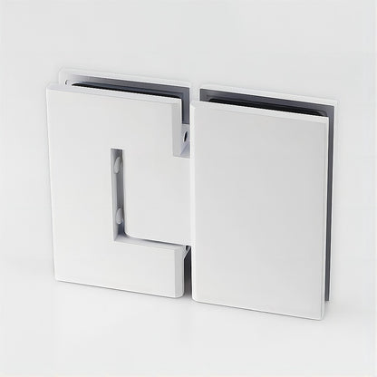 120x110cm Corner Frameless Shower Screen – White Wall Channel and Floor Channel with Brass Hinges & Square Knob Handle